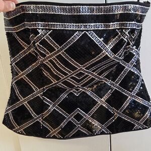 Black and Silver Sequin Tube Top